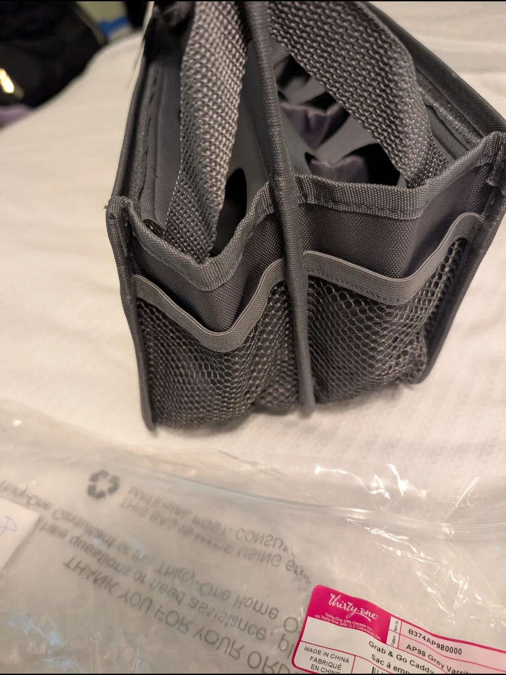 Thirty-one Grab And Go Caddy Gray and Light Gray Tote